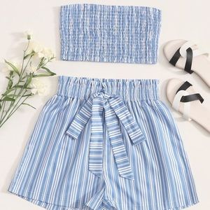 Striped bandeau and shorts set